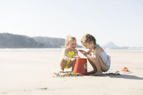 Kids playing on Ohope Beach