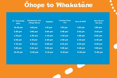 Ohope to Whakatane Bus Timetable