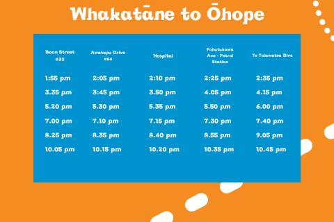 Whakatane to Ohope Bus Timetable