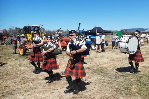 Whakatane Scottish Pipe Band at Farming like grandad